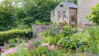 terrace wall in a cottage garden
