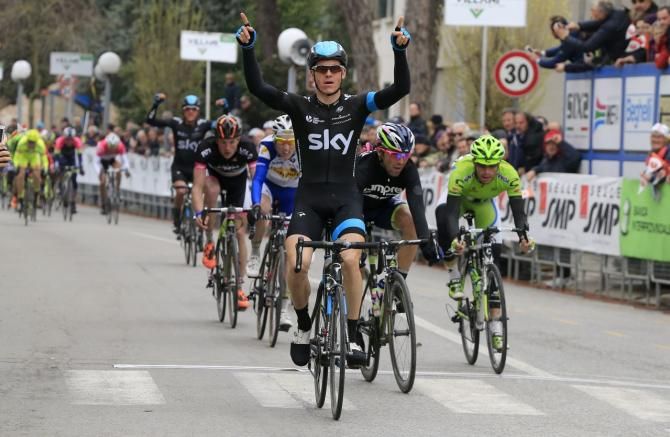 Ben Swift (Team Sky) dominated the sprint after the peloton split on a late climb