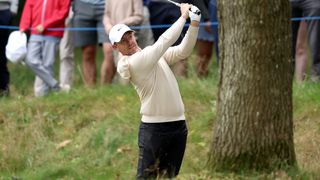 Rory McIlroy takes a shot in the pro-am before the BMW PGA Championship