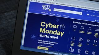 Best Buy Cyber Monday site on a laptop