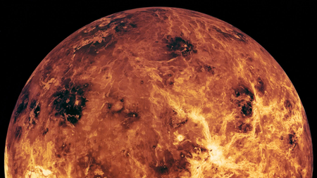 An image of Venus's surface created using data from the Pioneer, Venera, and Magellan missions