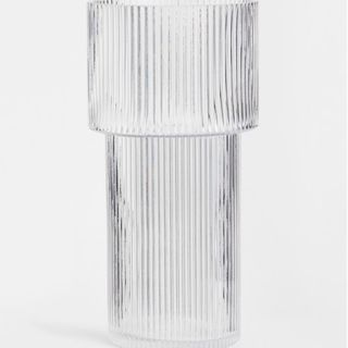 Clear fluted glass vase