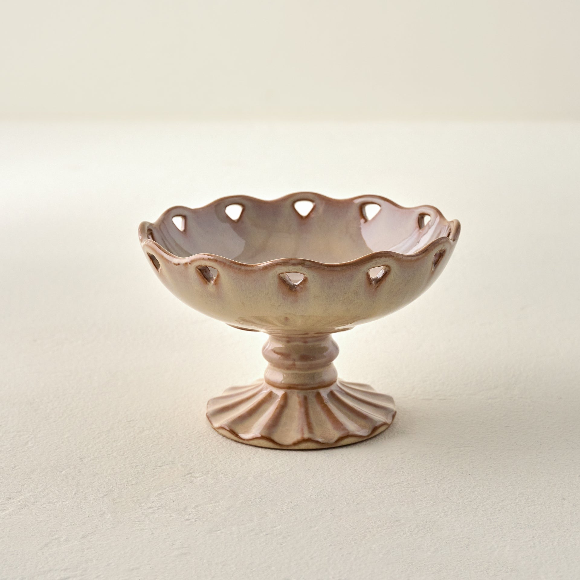 Millie Glazed Ceramic Compote Bowl - Small