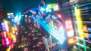 Ultraman fighting in the streets