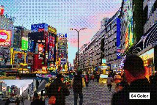 Pixellated version of Japanese street scene