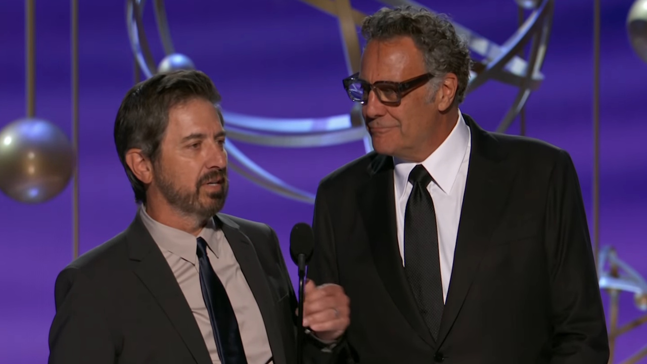 Ray Romano and Brad Garrett present at the 2025 Emmy Awards.