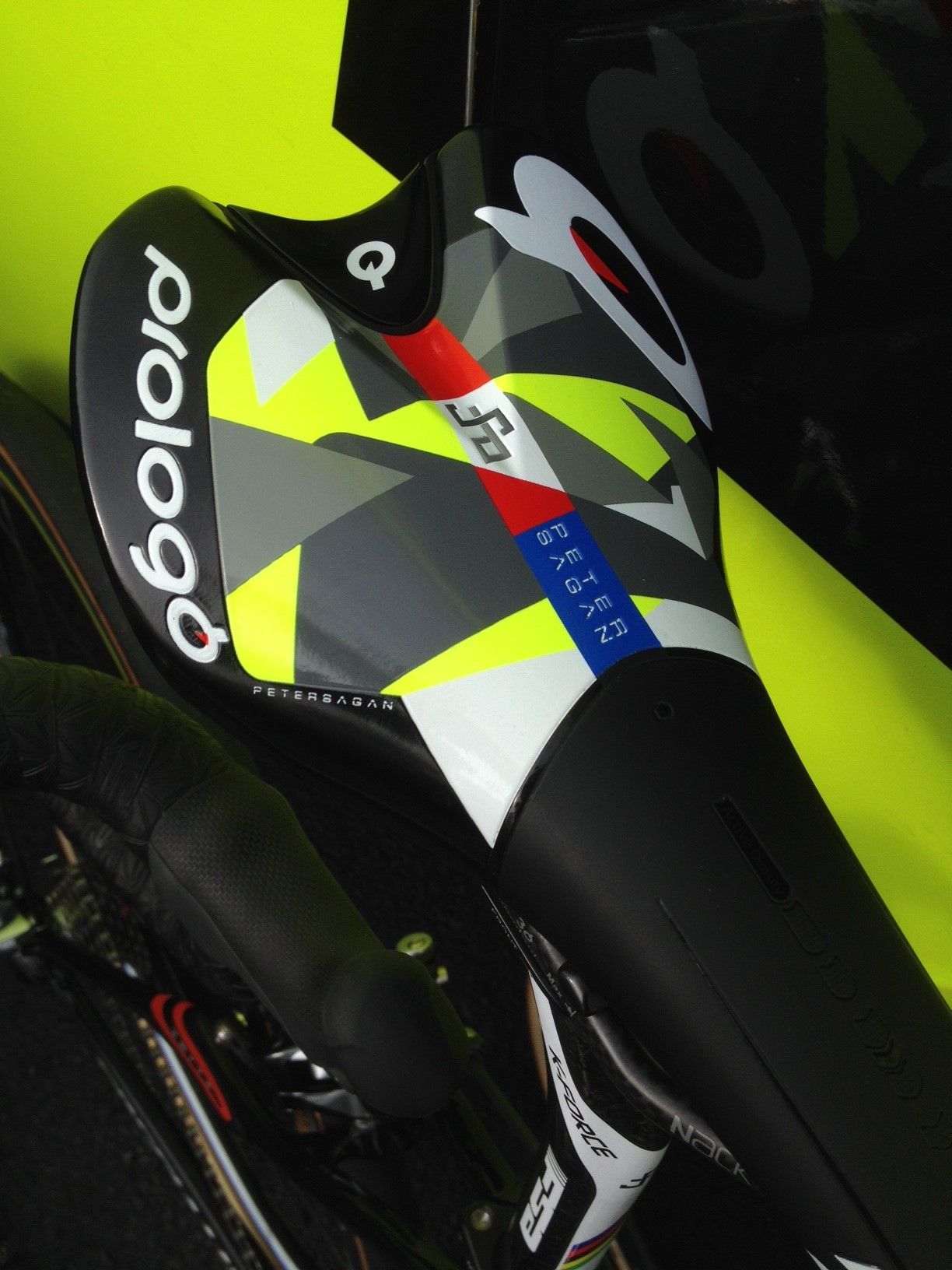 Peter Sagan has a custom Prologo saddle