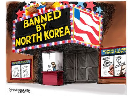 Editorial cartoon North Korea Sony hack