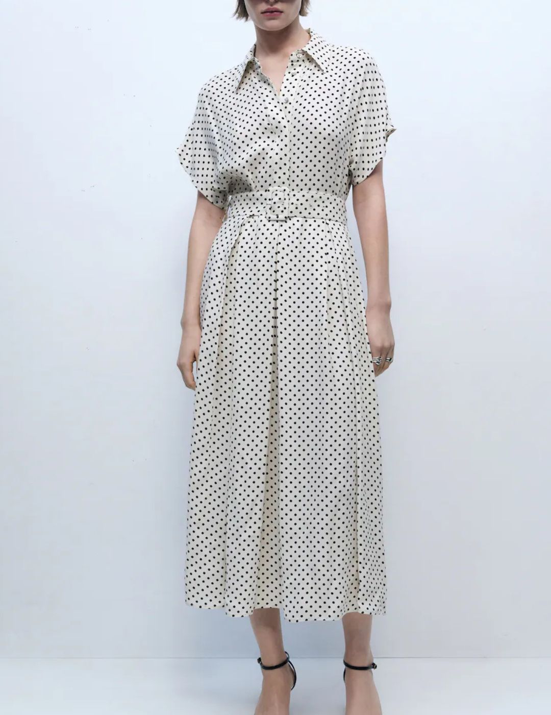 Mango , Polka Dot Dress with Belt 