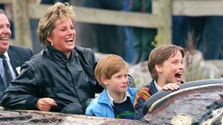 Diana Princess Of Wales, Prince William & Prince Harry Visit The 'Thorpe Park' Amusement Park