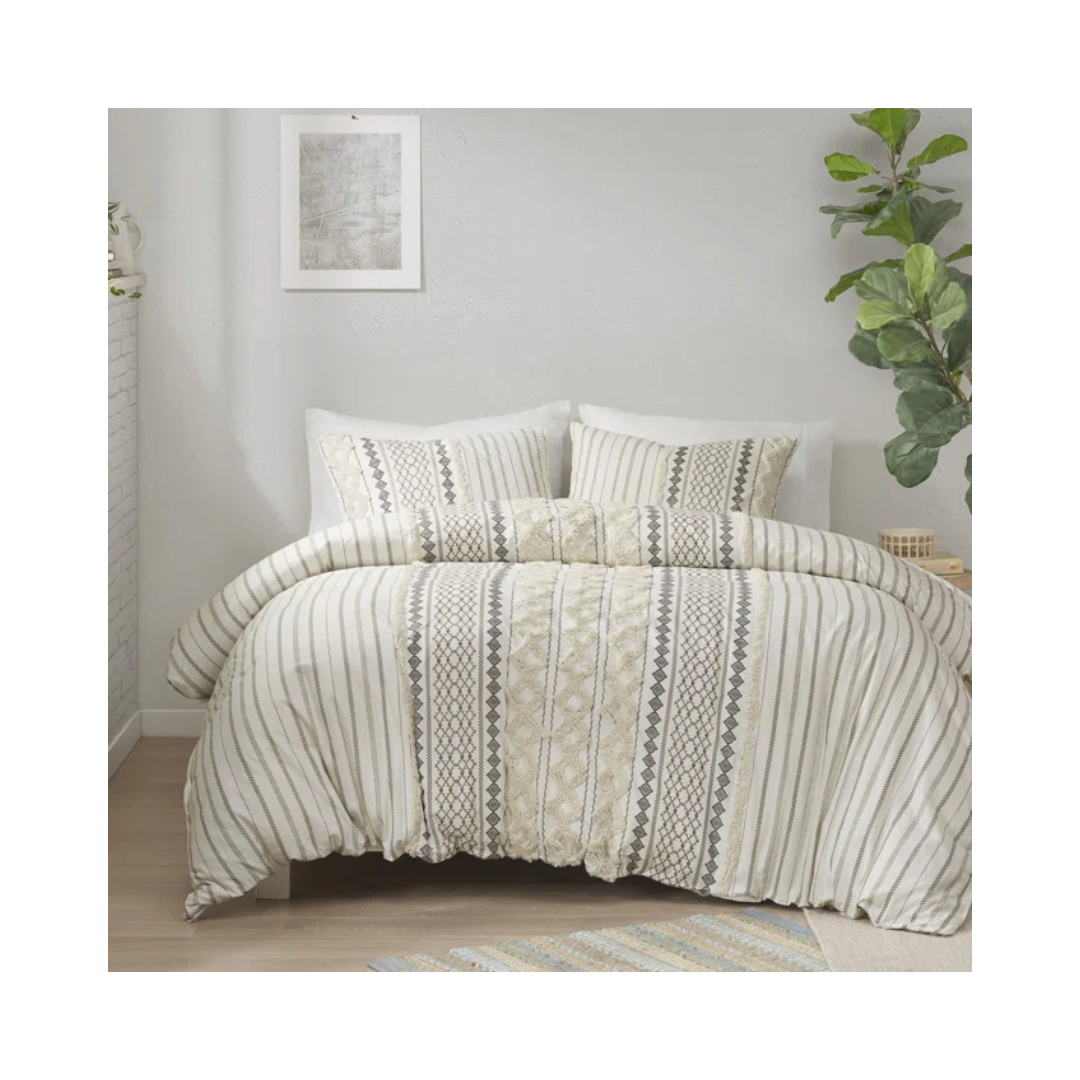 Geometric print cotton duvet cover set