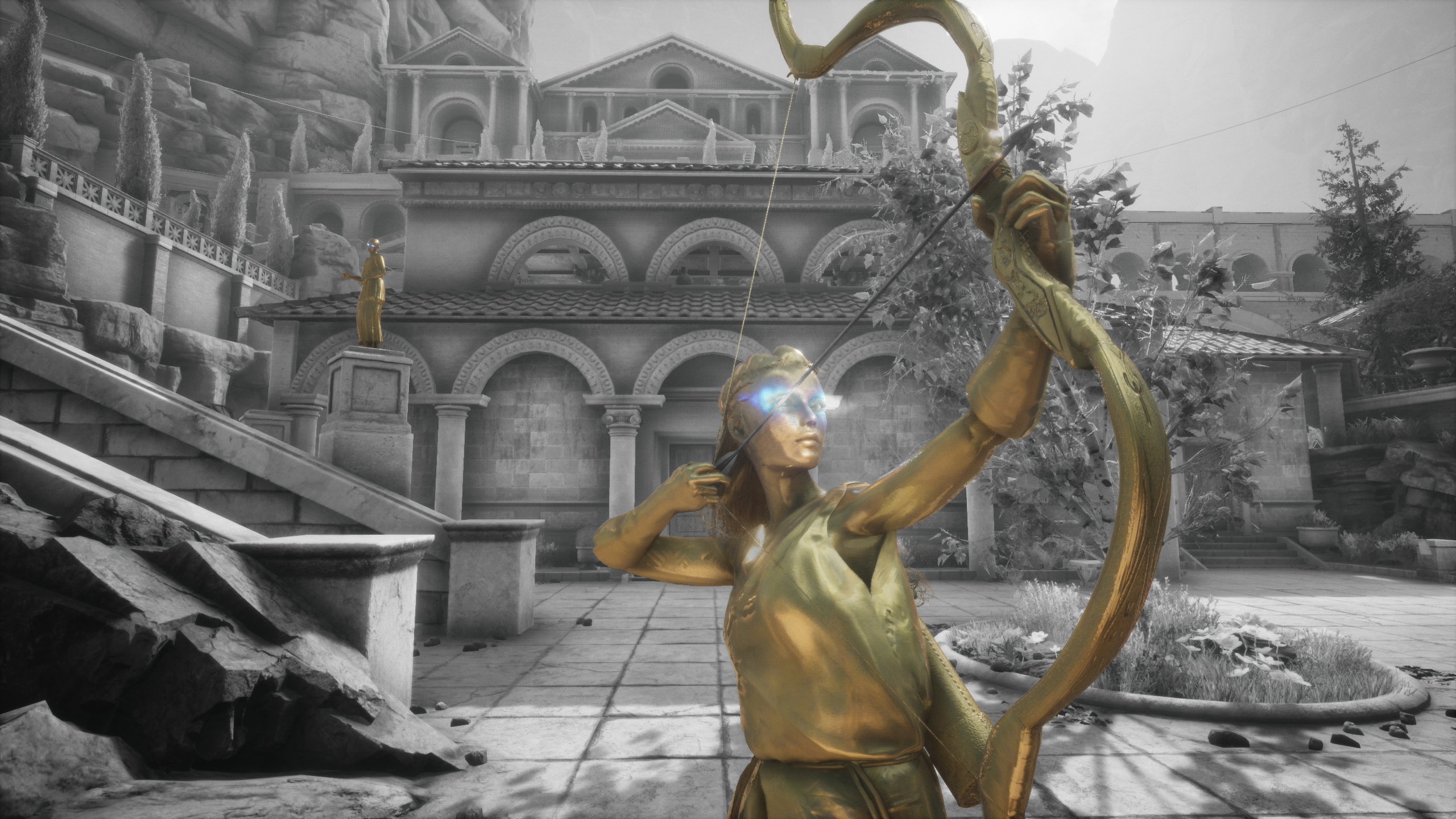 The Forgotten City statue with bow