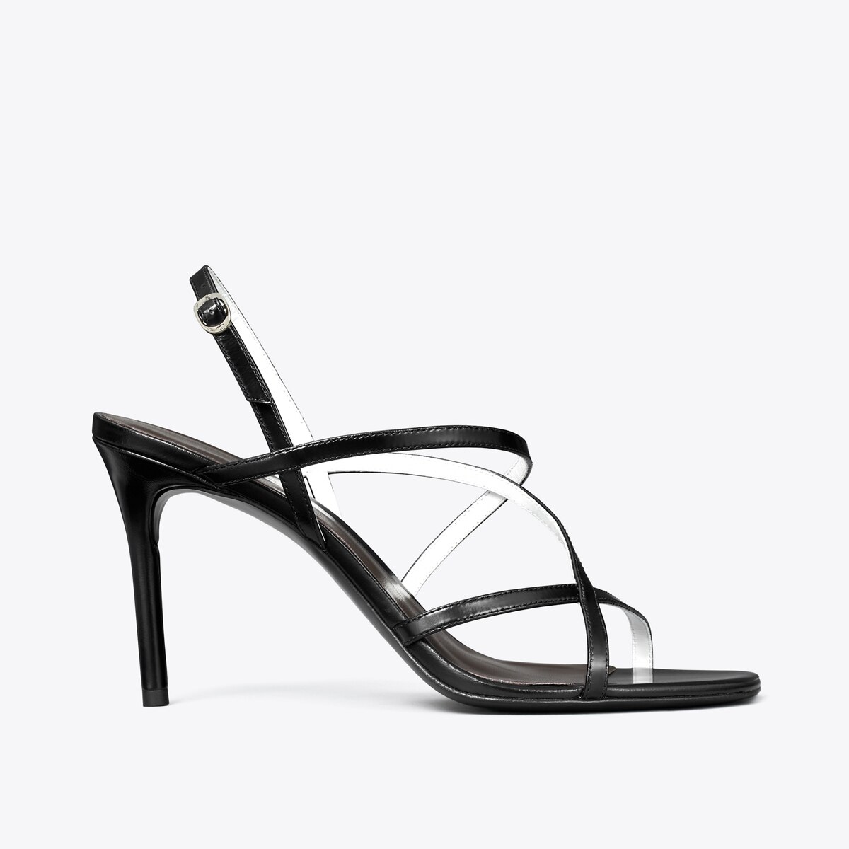 Multi-Strap Heeled Sandal in Black, Size 12