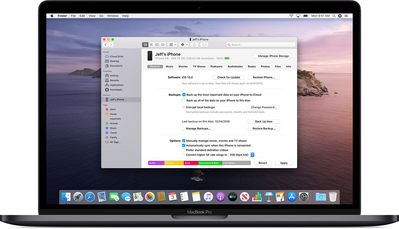 macOS 10.15 iPhone management