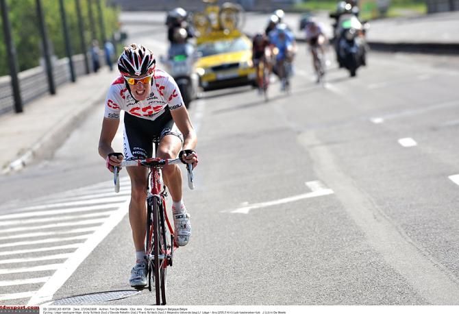 Andy Schleck attacks in the 2008 Liege-Bastogne-Liege