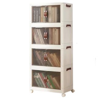 Stackable storage in clear with fluted acrylic see through doors