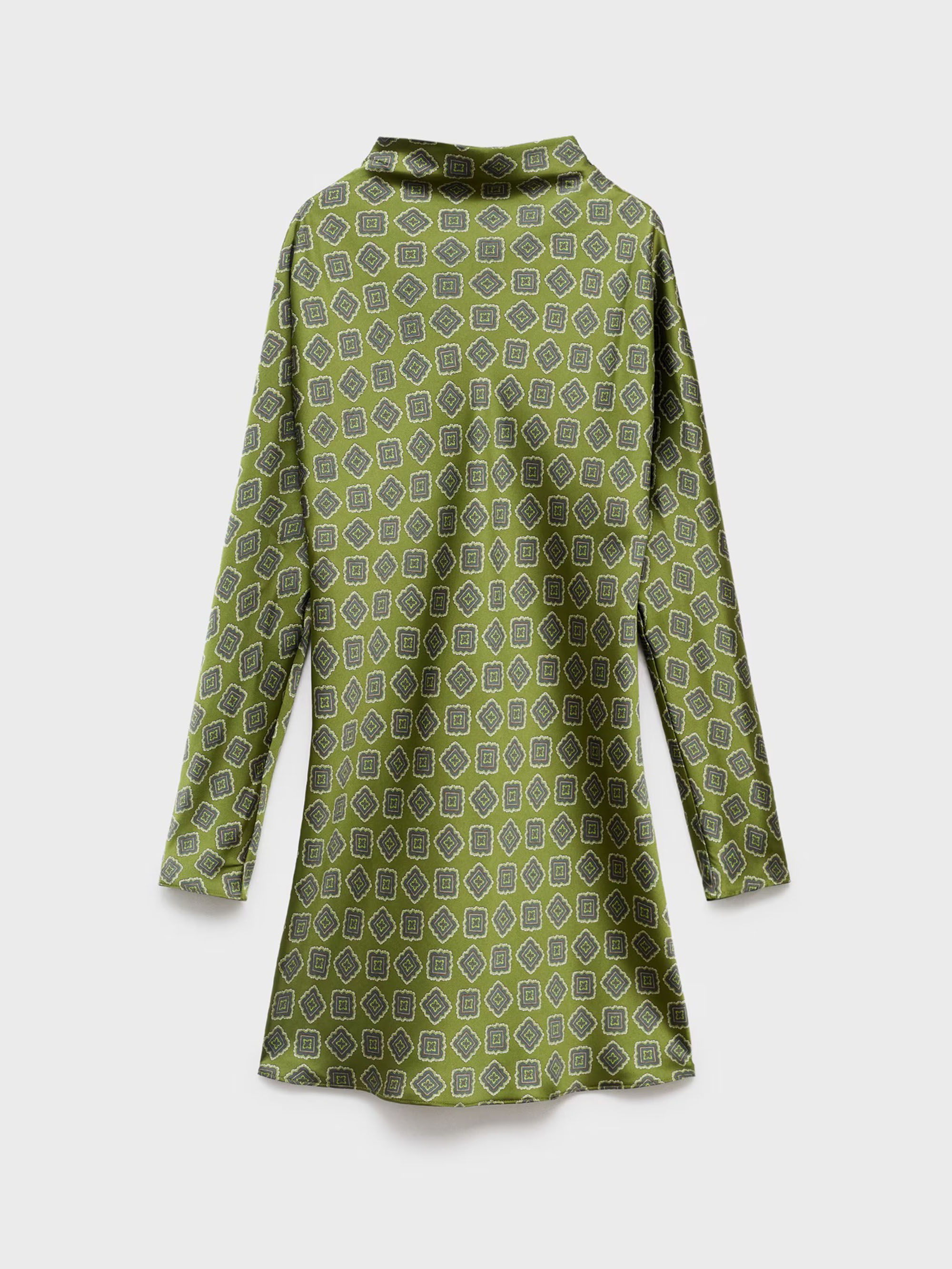 Satin Printed Dress With Perkins Collar - Women | Mango Usa