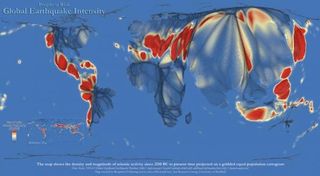 A recently created World Earthquake Intensity Map shows where people around the globe are most at risk from dangerous seismic activity.