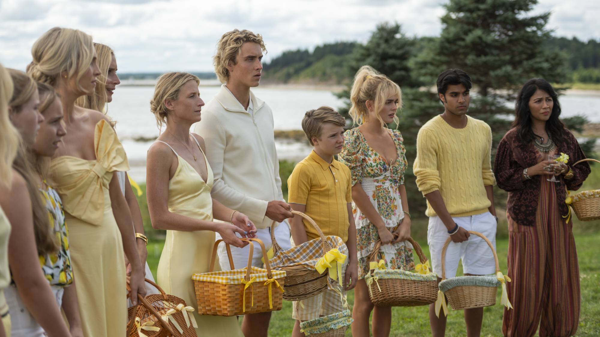 Candice King, Caitlin FitzGerald, Mamie Gummer, Joseph Zada, Brady Droulis, Emily Alyn Lind, and Shubham Maheshwari in "We Were Liars" coming soon to Prime Video