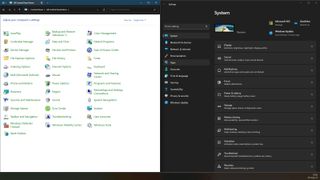 Windows Control Panel and Settings app side-by-side