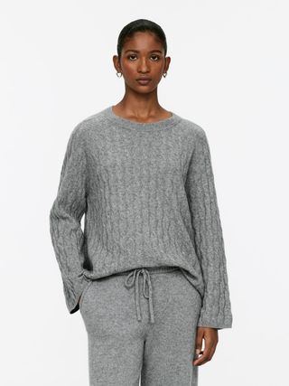 Cashmere-Wool Cable-Knit Jumper