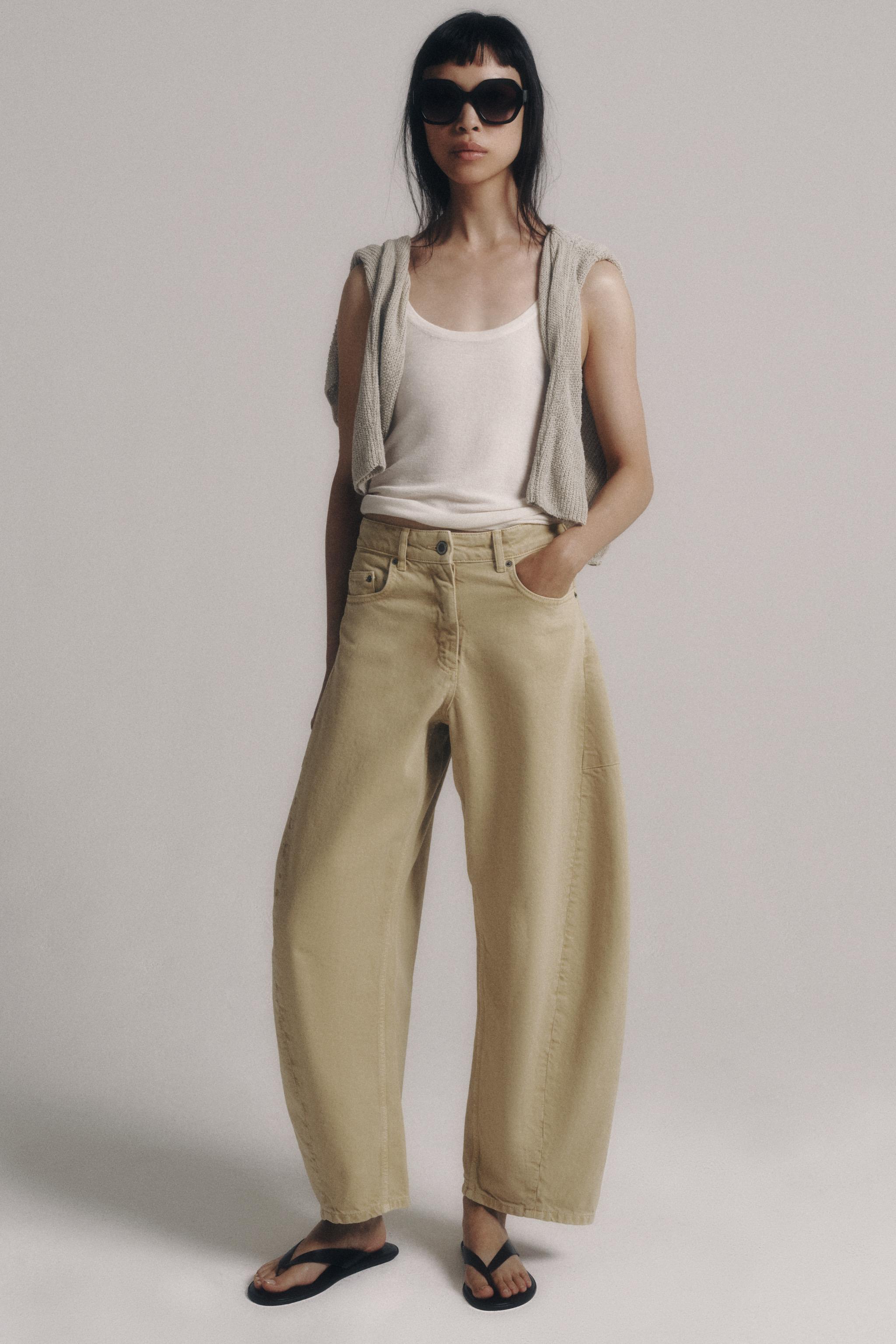 Zw Collection Mid-Waist Balloon Jeans - Yellow - 6