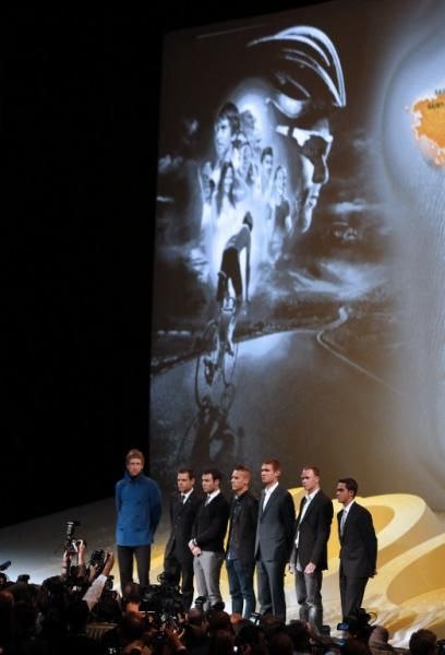 The Tour de France stars assemble in front of the 2013 route presentation