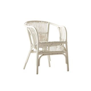 White rattan chair from Anthropologie