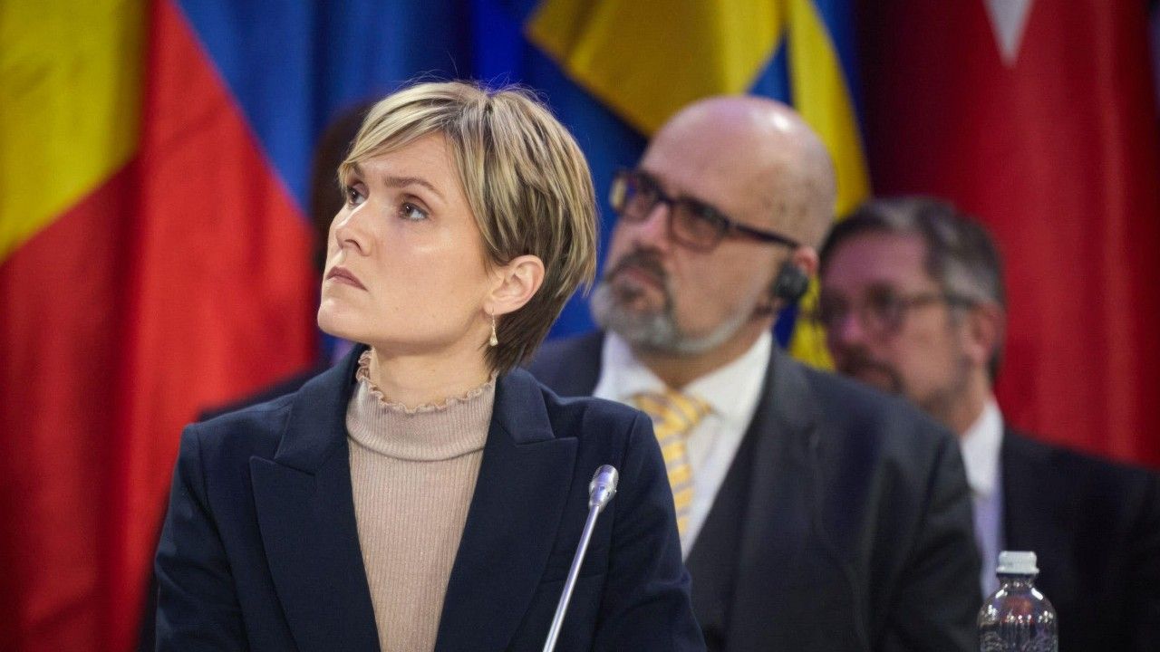 Iceland&#039;s Prime Minister Kristrún Frostadóttir listens during a Support Ukraine plenary session in Kyiv