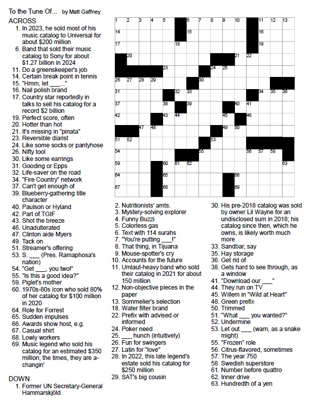 An unsolved crossword puzzle.