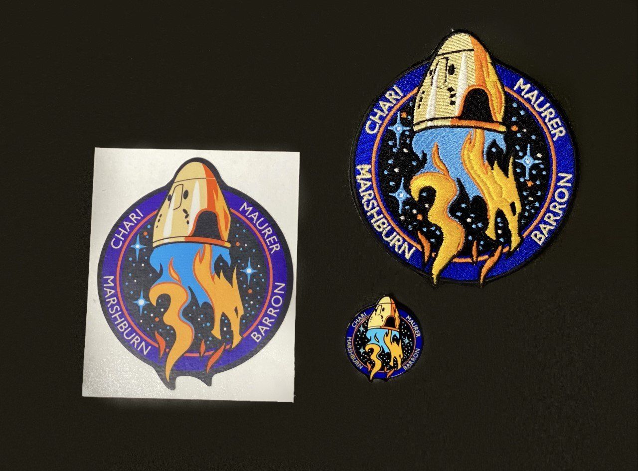 SpaceX Crew 3 mission hat, medallion, lapel pin and sticker set..