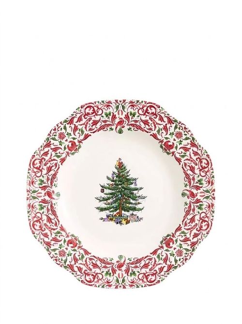 Spode Christmas Tree Earthenware Side Plate, 20cm, Green