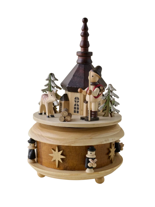 Wooden Winter Wind-Up Music Box