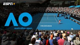 ESPN Plus logo in front of tennis action from the Australian Open