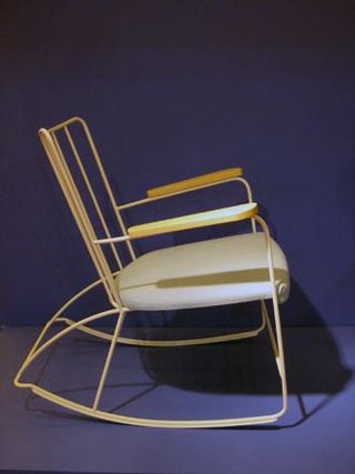 Cream steel shell rocking chair