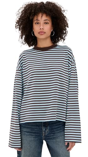 Lioness Women's Bloom Long Sleeve Tee, Chocolate Sea Stripe, Xs
