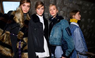 Sacai A/W 2018: Models wear a range of denim jackets