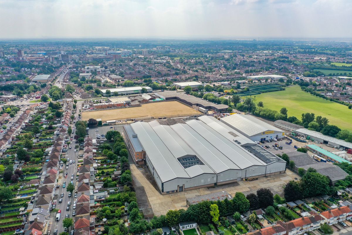 Aerial view of the Green Mountain London data center in Romford