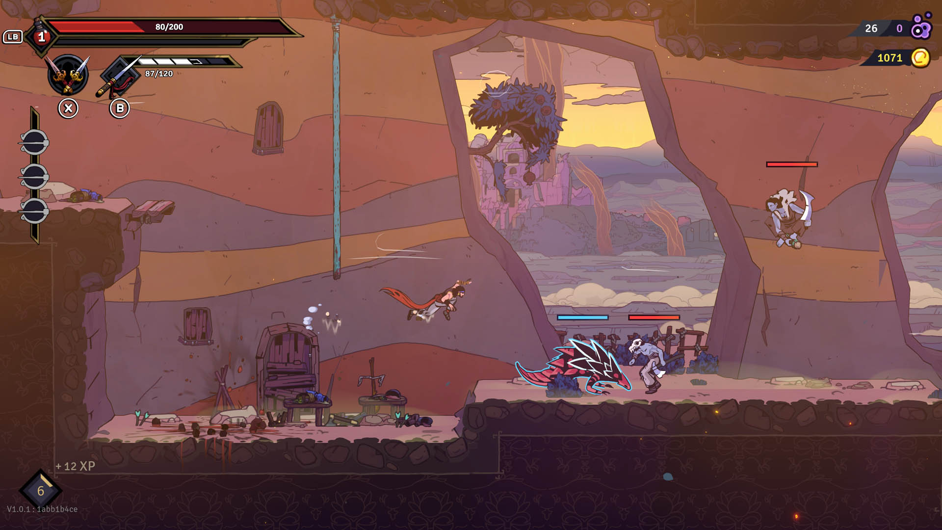 The Prince runs along a stone wall towards enemies in The Rogue Prince of Persia