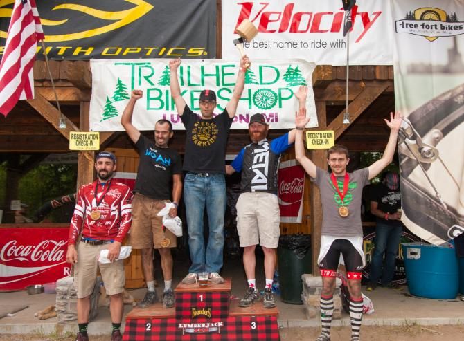 Lumberjack 100 men's singlespeed podium
