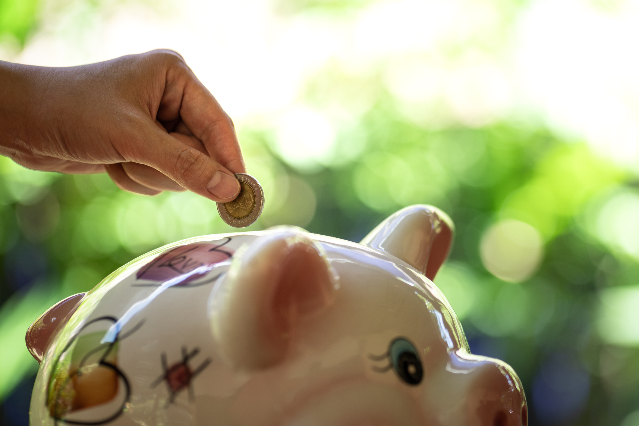 money saving focus at the coin.