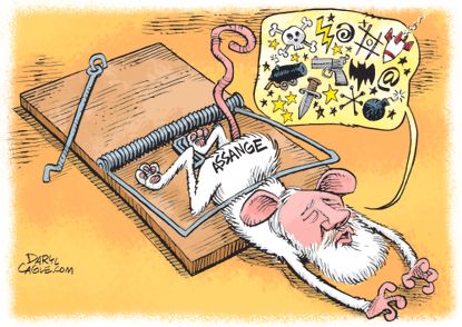 Editorial Cartoon World Julian Assange rat trap