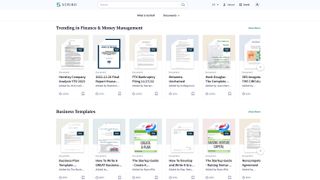 The Scribd homepage with documents