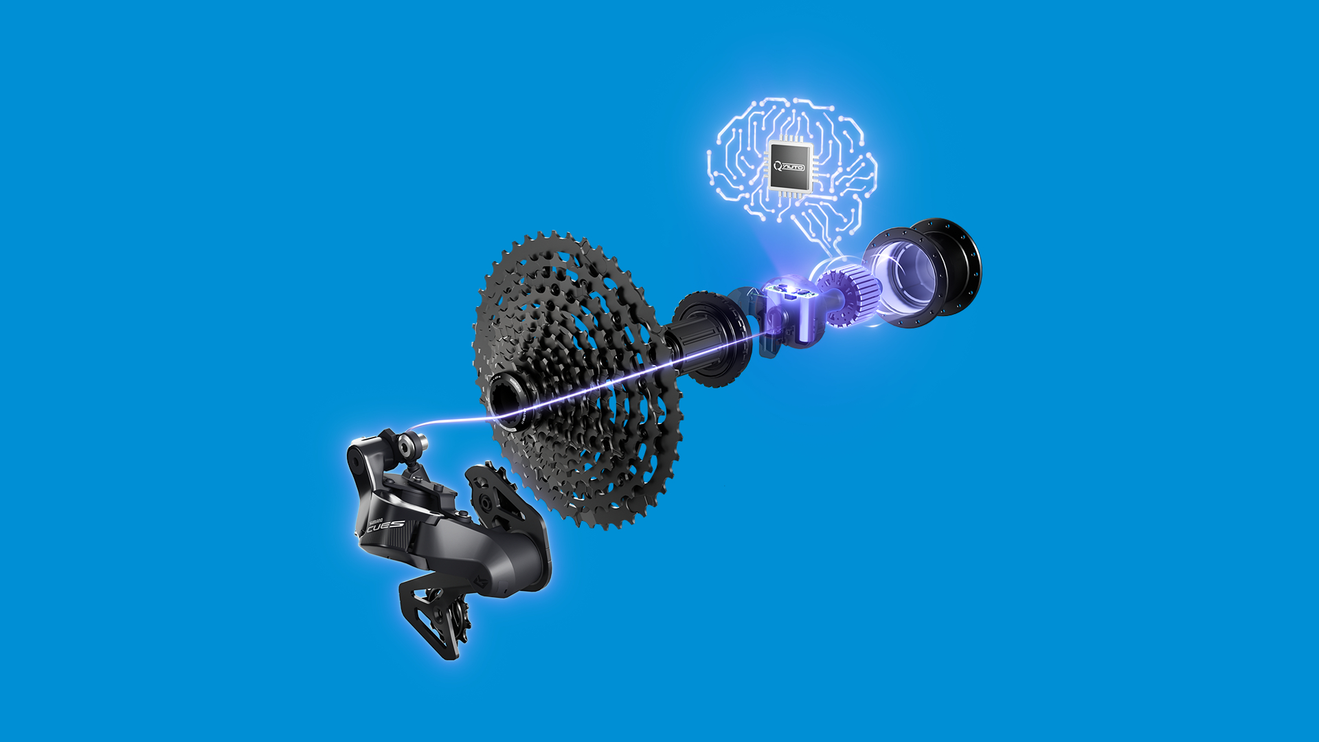 An exlpoded hub diagram of Q'Auto
