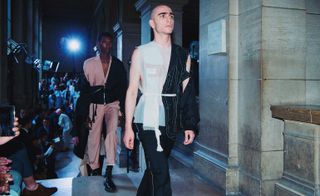 2 Male models on the runway for Maison Margiela's S/S 2017 collection