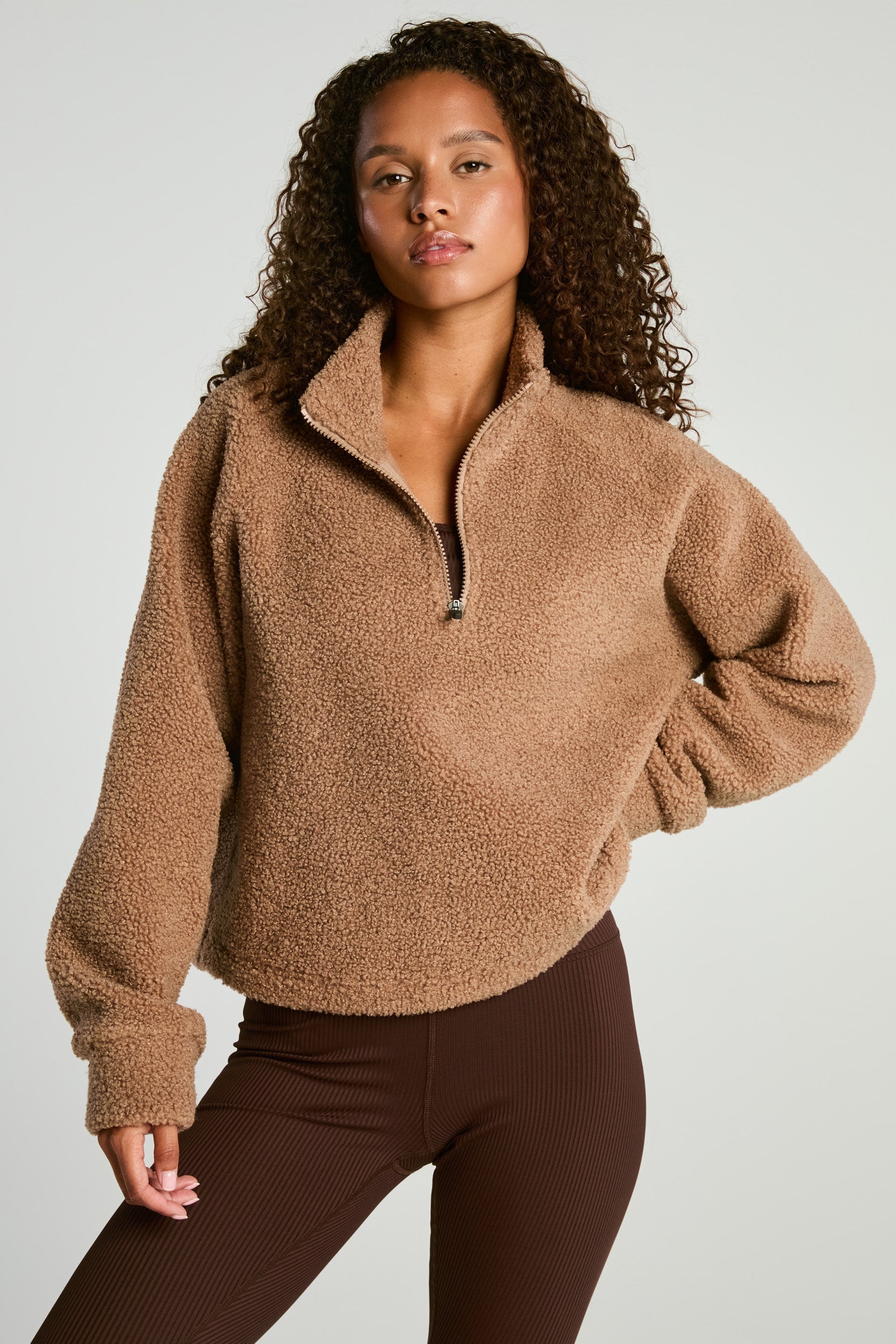 The Lucia Half Zip - Taupe / Xs
