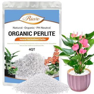 Riare 4l Organic Perlite for Plants - Horticultural Perlite Soil Amendment for Plants Potting Mix, Natural Chunky Perlite Soil Additive Conditioner Improve Root Growth, Drainage and Ventilation