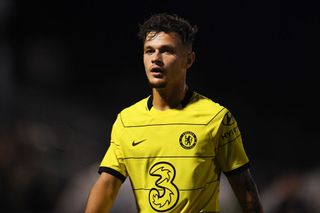 George McEachran of Chelsea looks on during the Papa John's Trophy match between Bristol Rovers and Chelsea U21 at Memorial Stadium on October 13, 2021 in Bristol, England. (Photo by Alex Burstow/Getty Images)