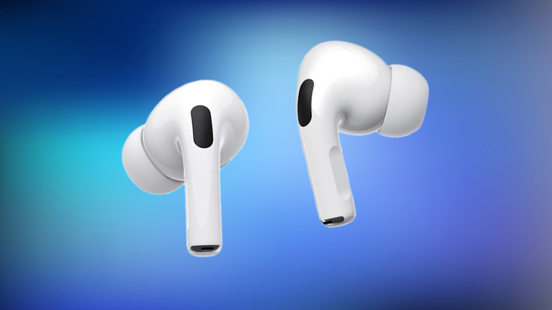 the airpods pro on a blue background