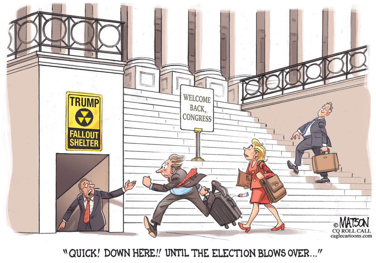 Political Cartoon U.s. 2016 Election Donald Trump Fallout Shelter For 